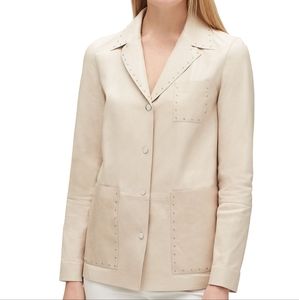 Jolisa Button-Front Glazed Weightless Lambskin Leather Jacket w/ Grommets